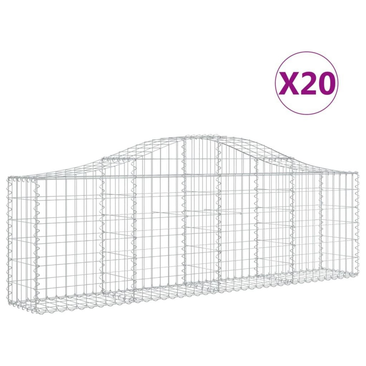 VIDAXL Paniers a gabions arques 20 pcs 200x30x60/80 cm Fer galvanise