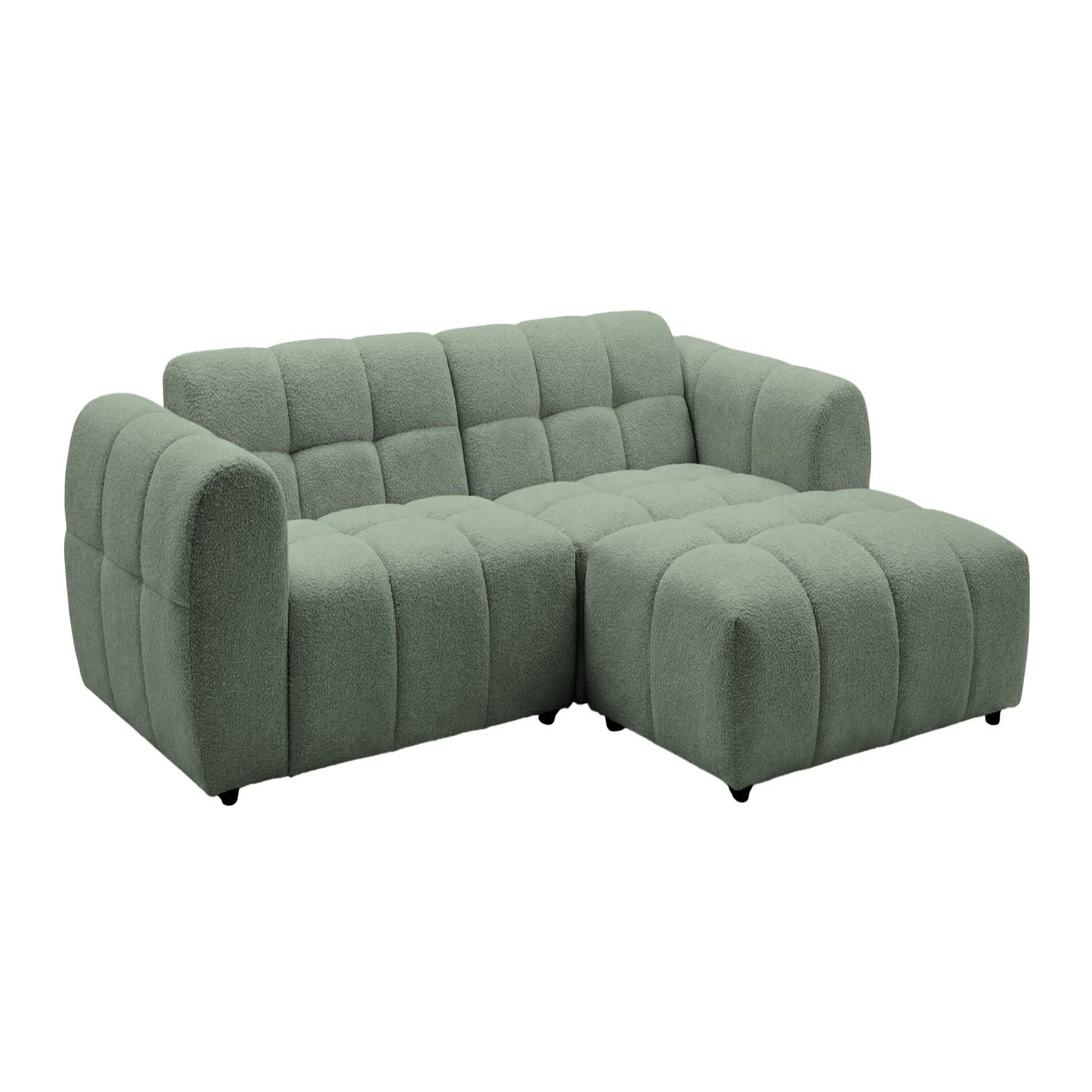 Voir la diapositive 1 : CASANOVA PARIS Alexia mini - canapé d'angle tissu bouclette 3 places