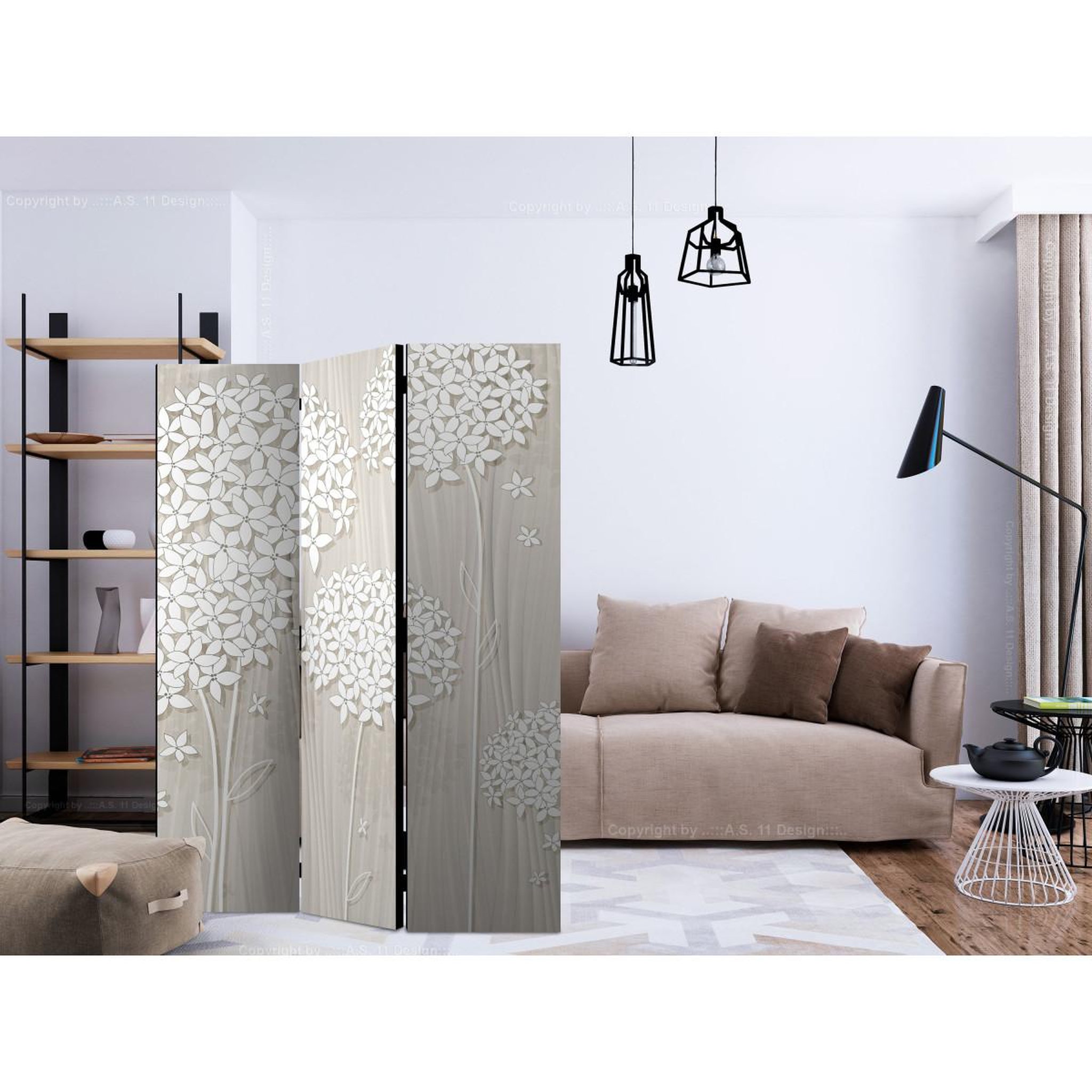Voir la diapositive 2 : Paris Prix Paravent 3 volets  creamy daintiness  135x172cm