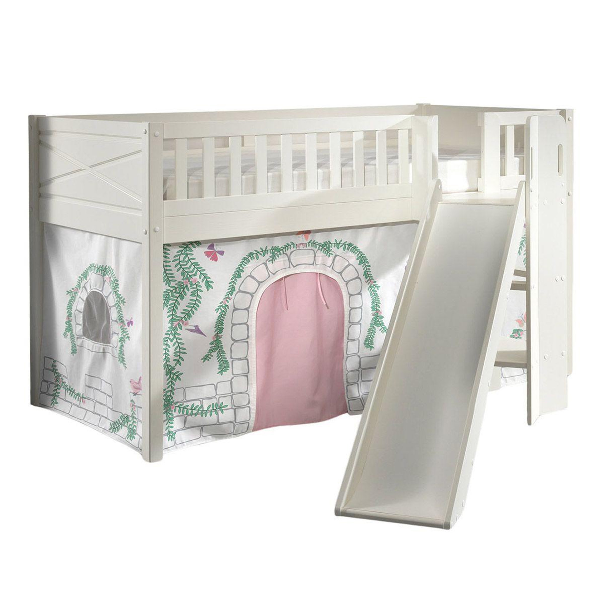 Paris Prix Lit enfant toboggan & tente  scott birdy  90x200cm blanc