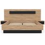 Voir la diapositive 3 : ID MARKET Lit coffre double SANTA avec tête de lit + tables de chevets intégrées et sommier 140 x 190 cm bois et noir
