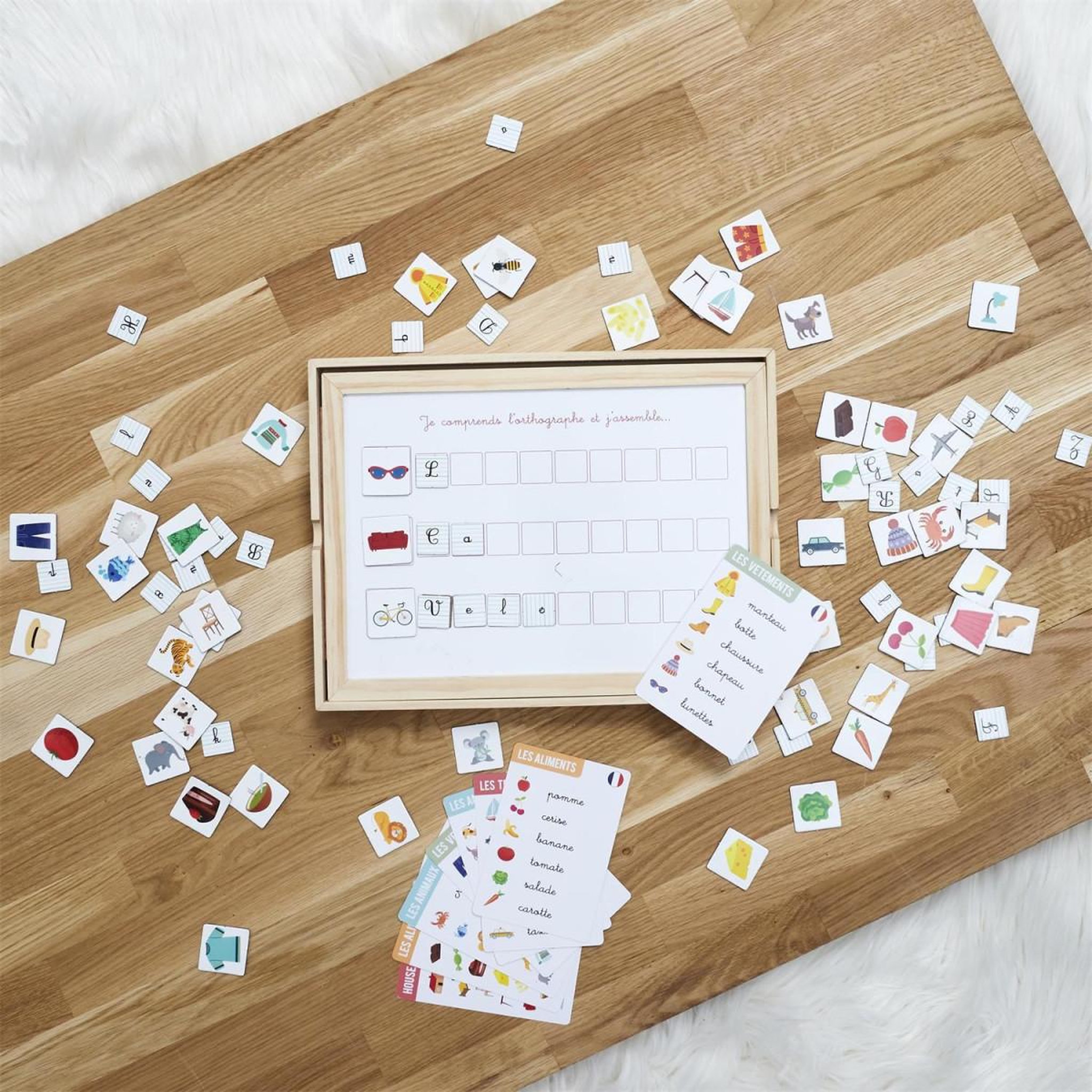 Voir la diapositive 3 : Jeux 2 momes Tableau éducatif lettres  montessori  29cm multicolore