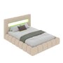 Voir la diapositive 6 : CONCEPT USINE Lit nuage coffre LED 140x190cm velours beige OMAHA