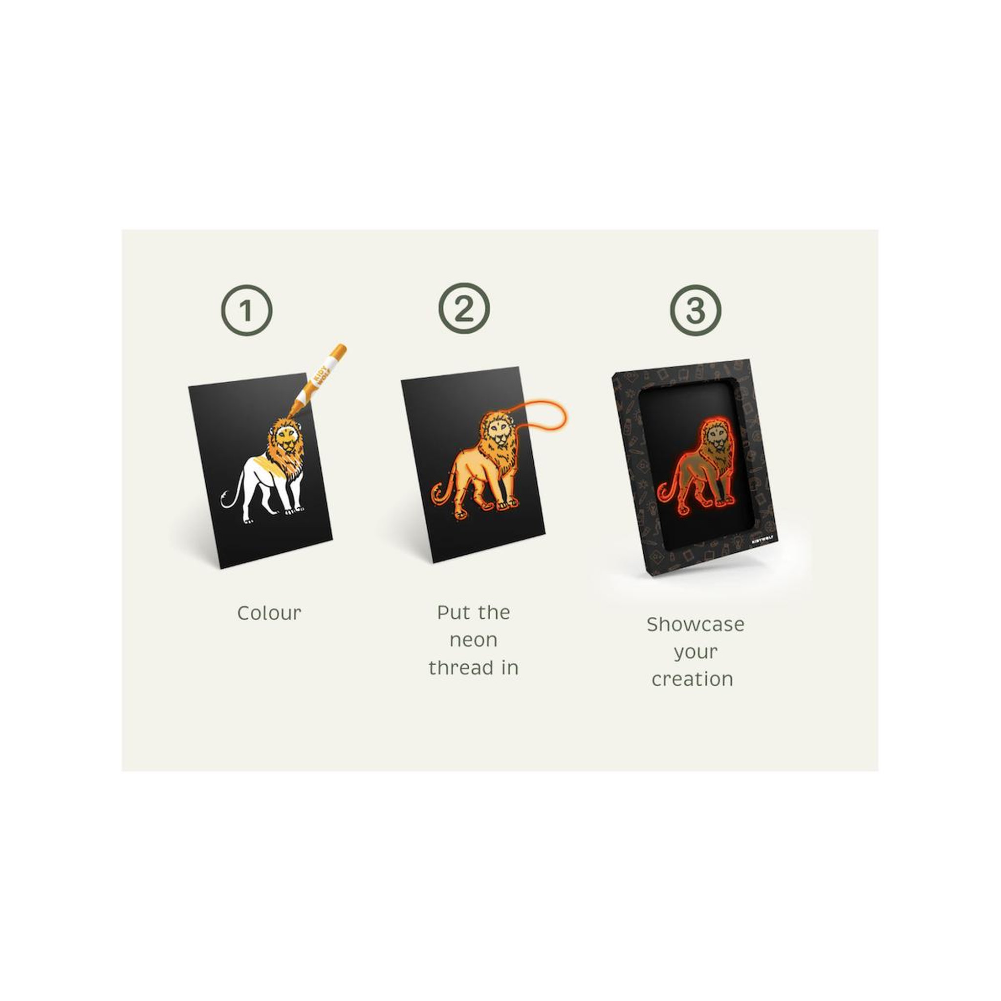 Voir la diapositive 5 : KIDYWOLF Kidyneon - Kit decoration murale lumineuse animaux -
