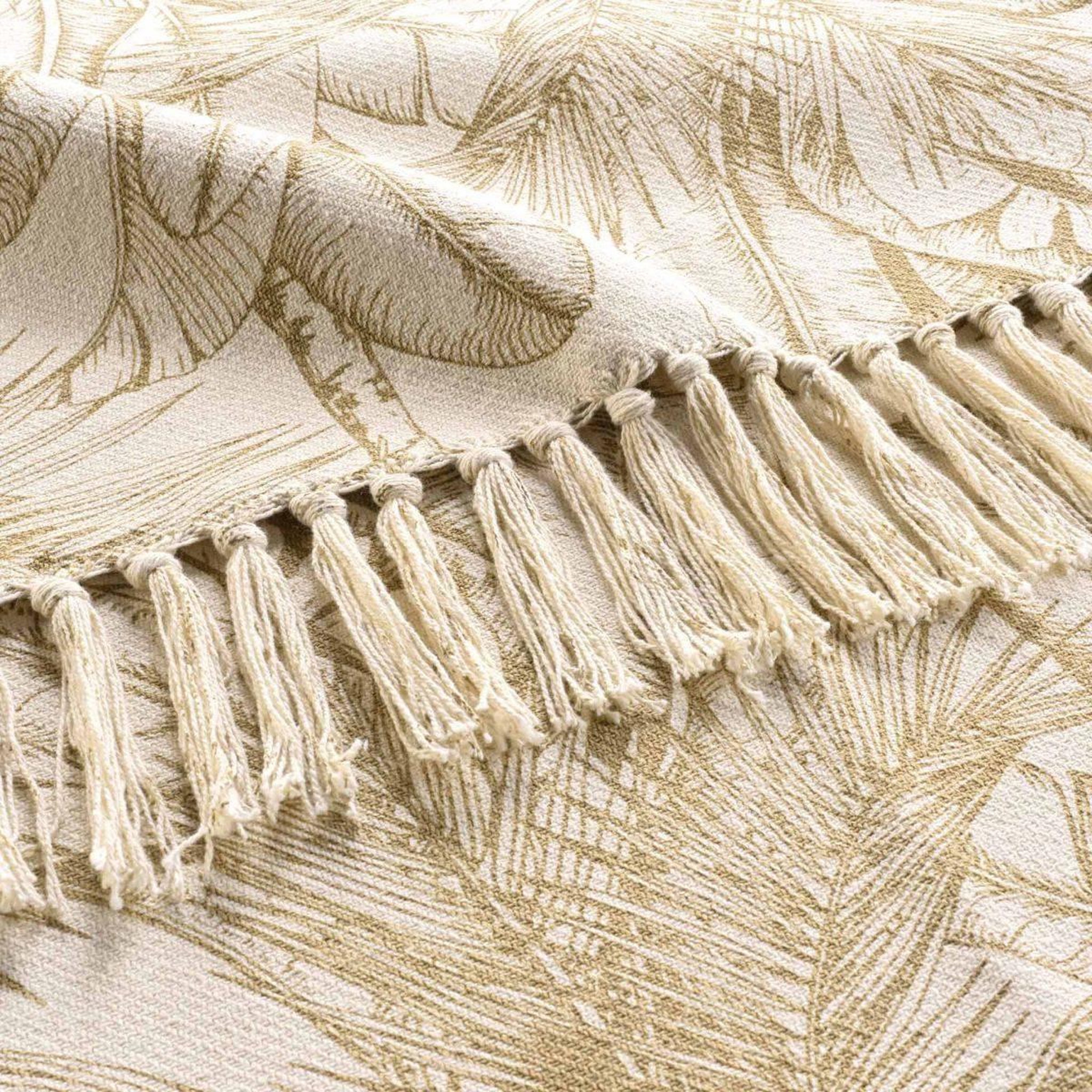 Voir la diapositive 2 : Douceur d'Intérieur Plaid à franges imprimé  dune  125x150cm naturel