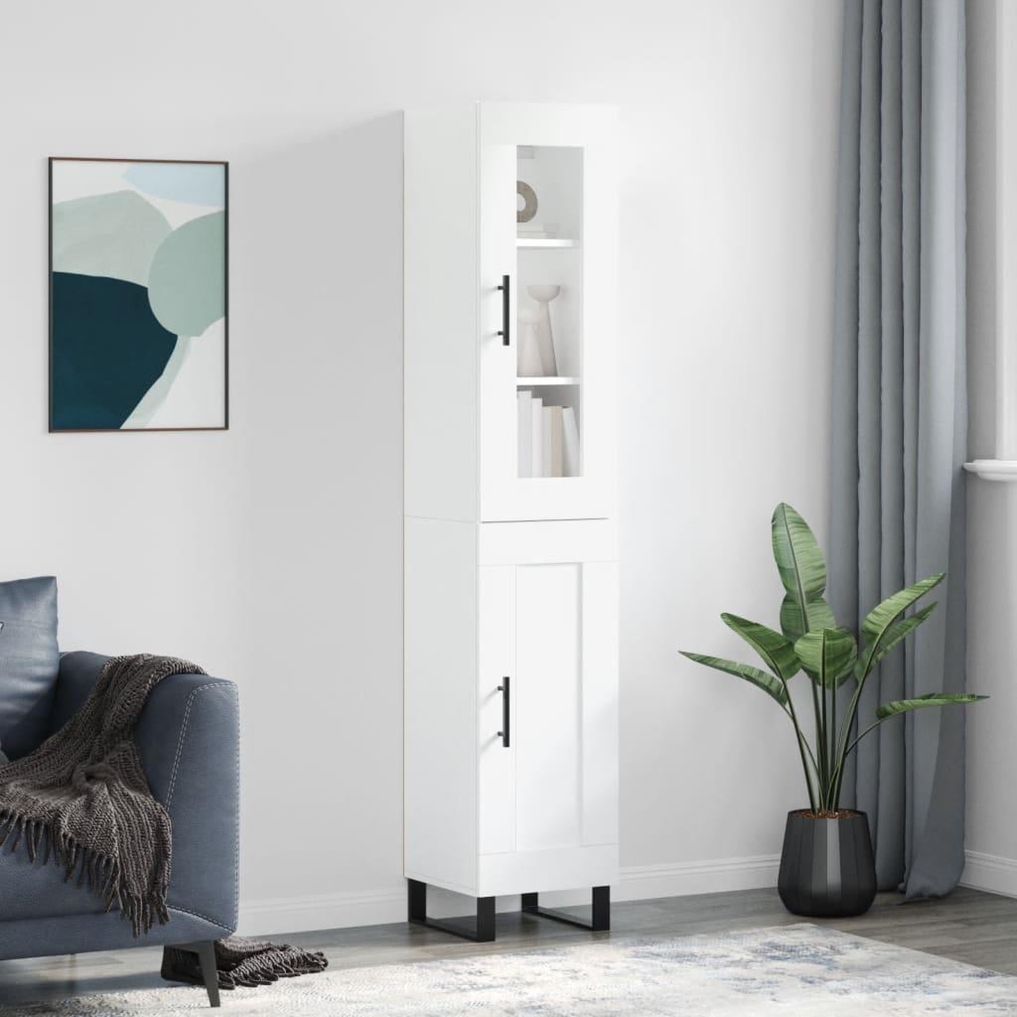 VIDAXL Buffet haut Blanc 34,5x34x180 cm Bois d'ingenierie