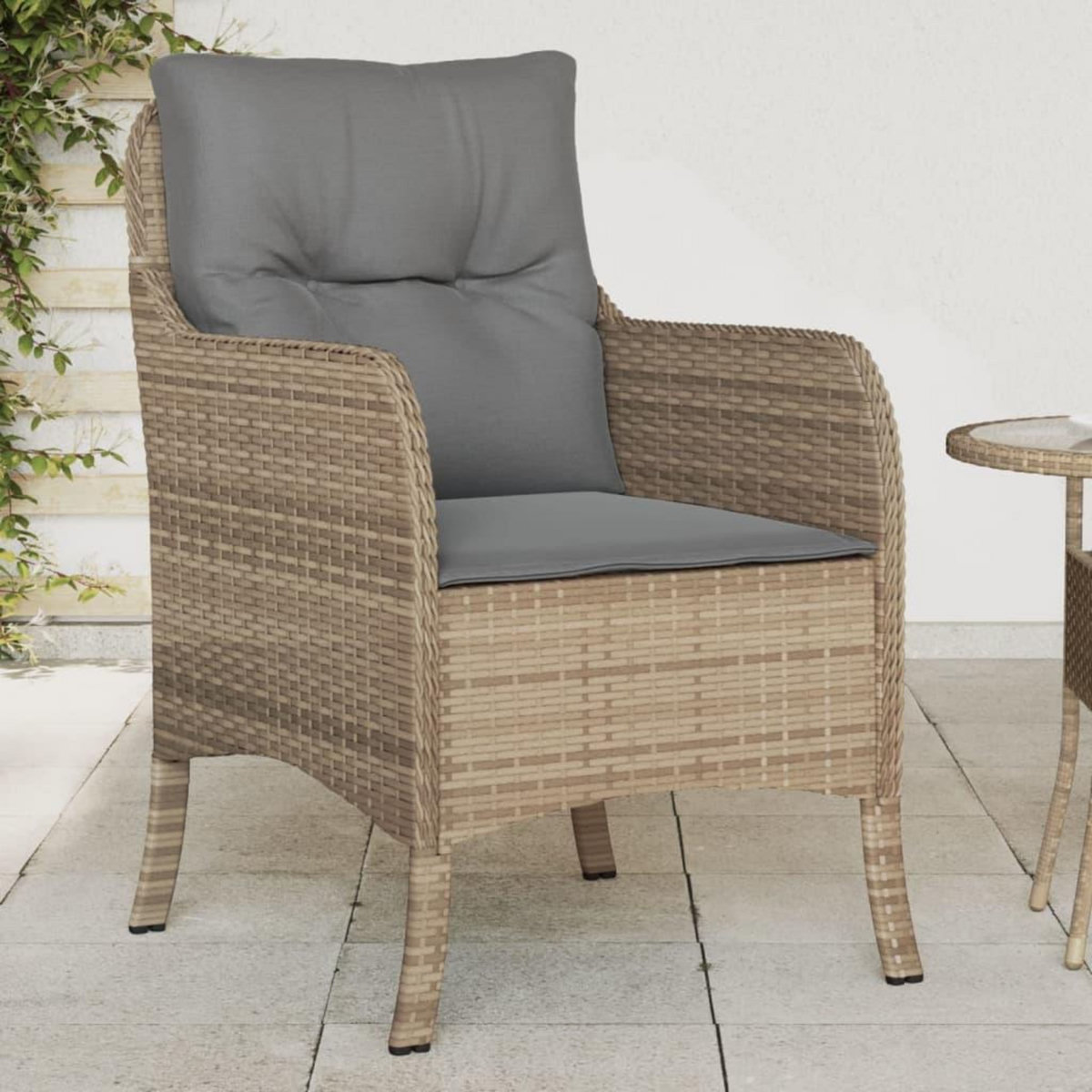 VIDAXL Chaises de jardin avec coussins lot de 2 melange beige rotin