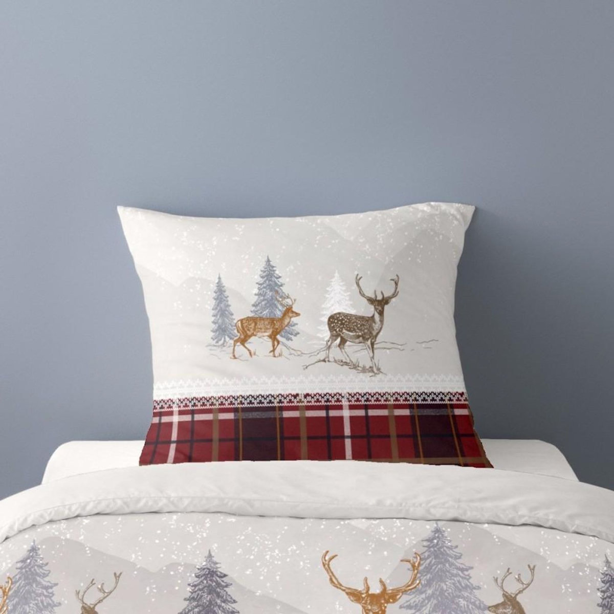 Dourev Housse de couette Flanelle 140x200 + 1 taie d'oreiller