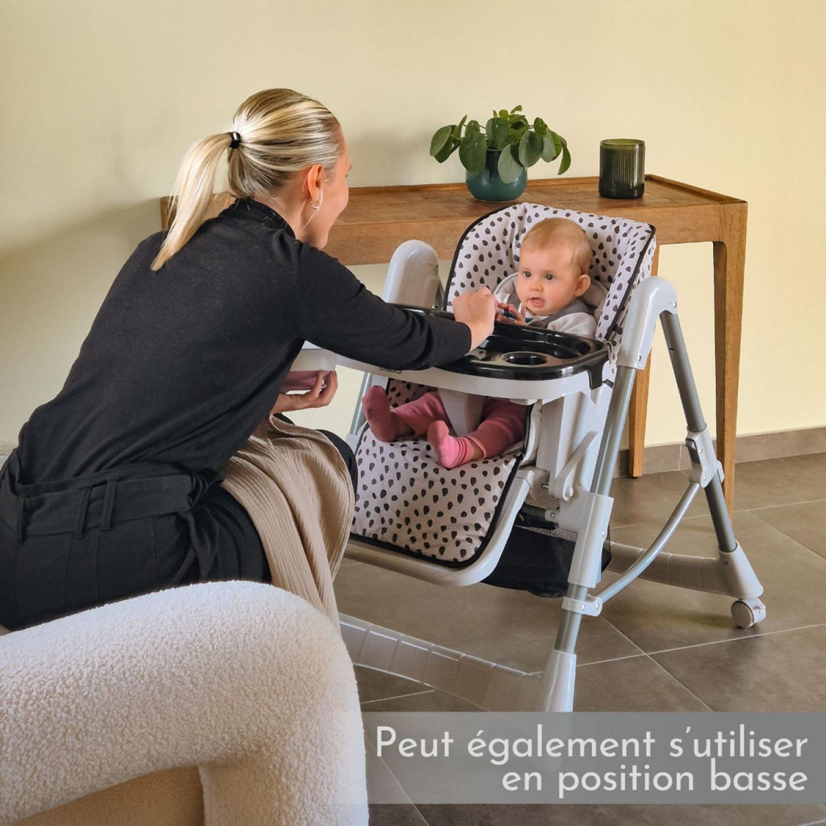 Monsieur Bébé Chaise haute bébé pliable réglable hauteur dossier tablette - Ptit