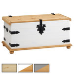 IDIMEX Coffre de rangement en pin TEQUILA style mexicain. Coloris disponibles : Bicolore