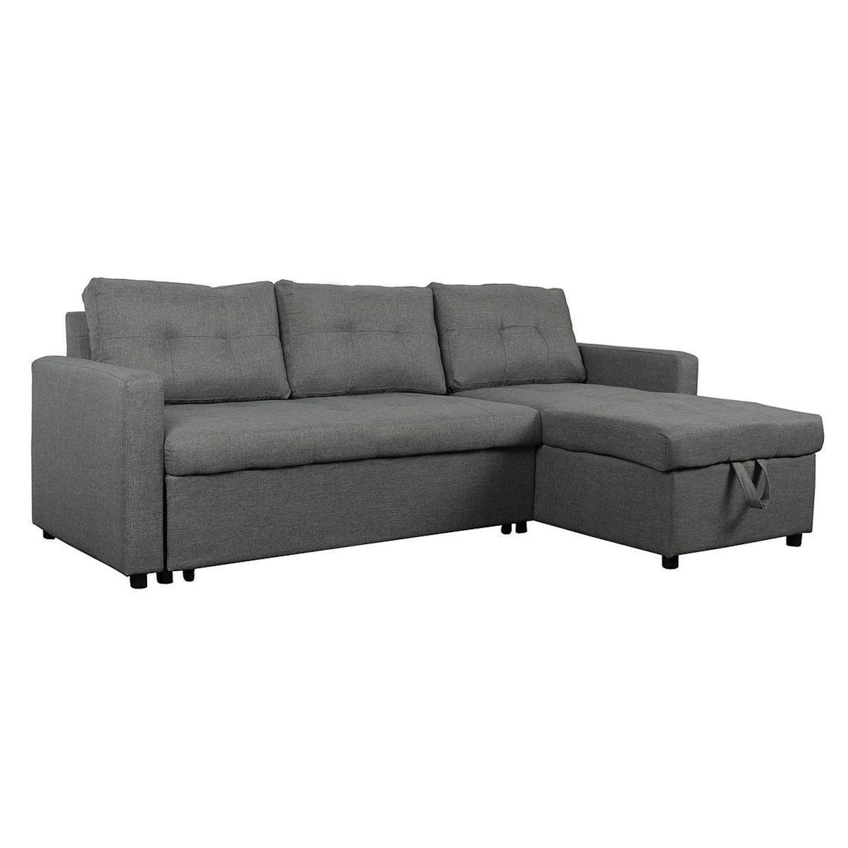 Paris Prix Canapé d'Angle Convertible Tissu  Corto  221cm Gris