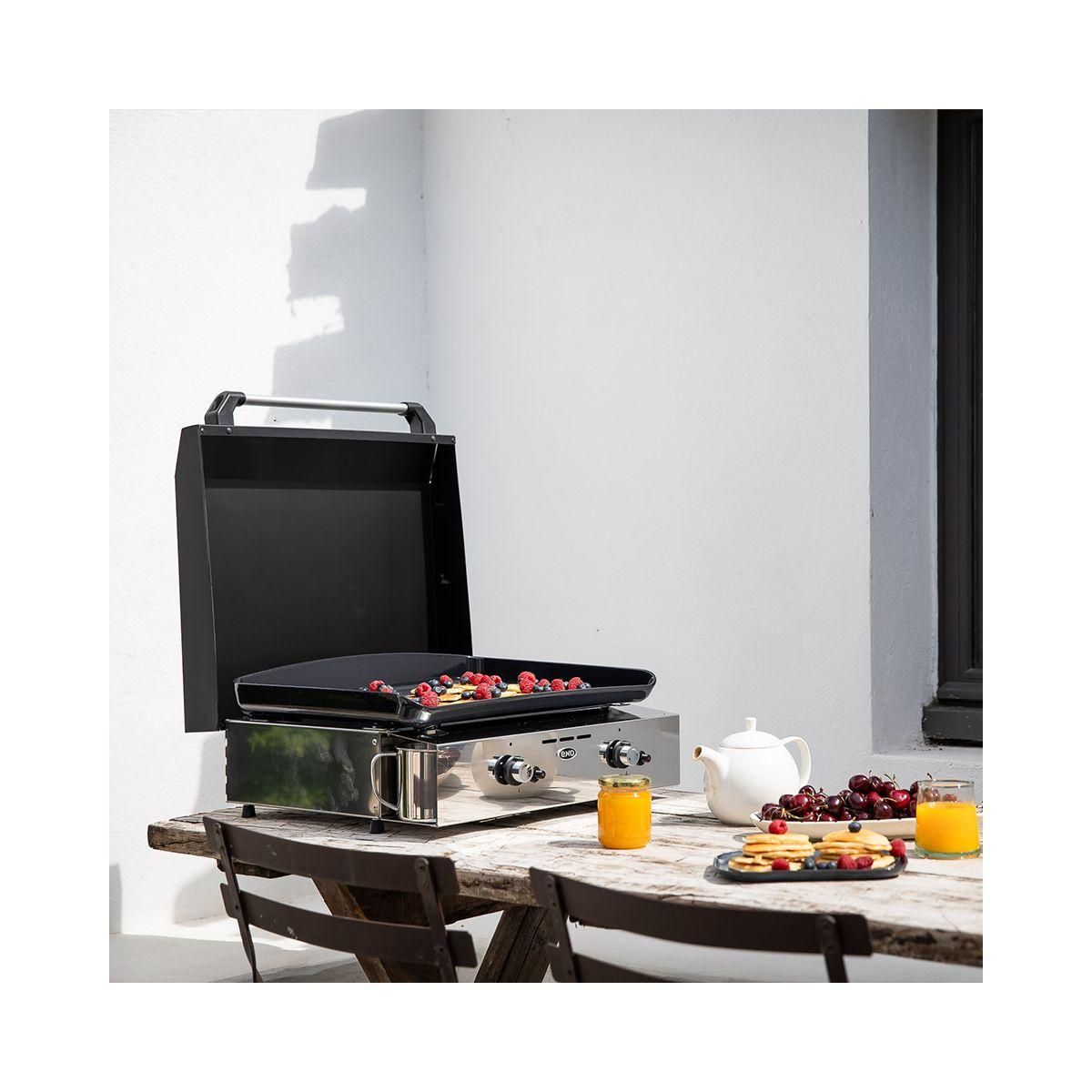 Eno Plancha gaz Initial 50 Inox 2 brûleurs à poser, 47x36 cm