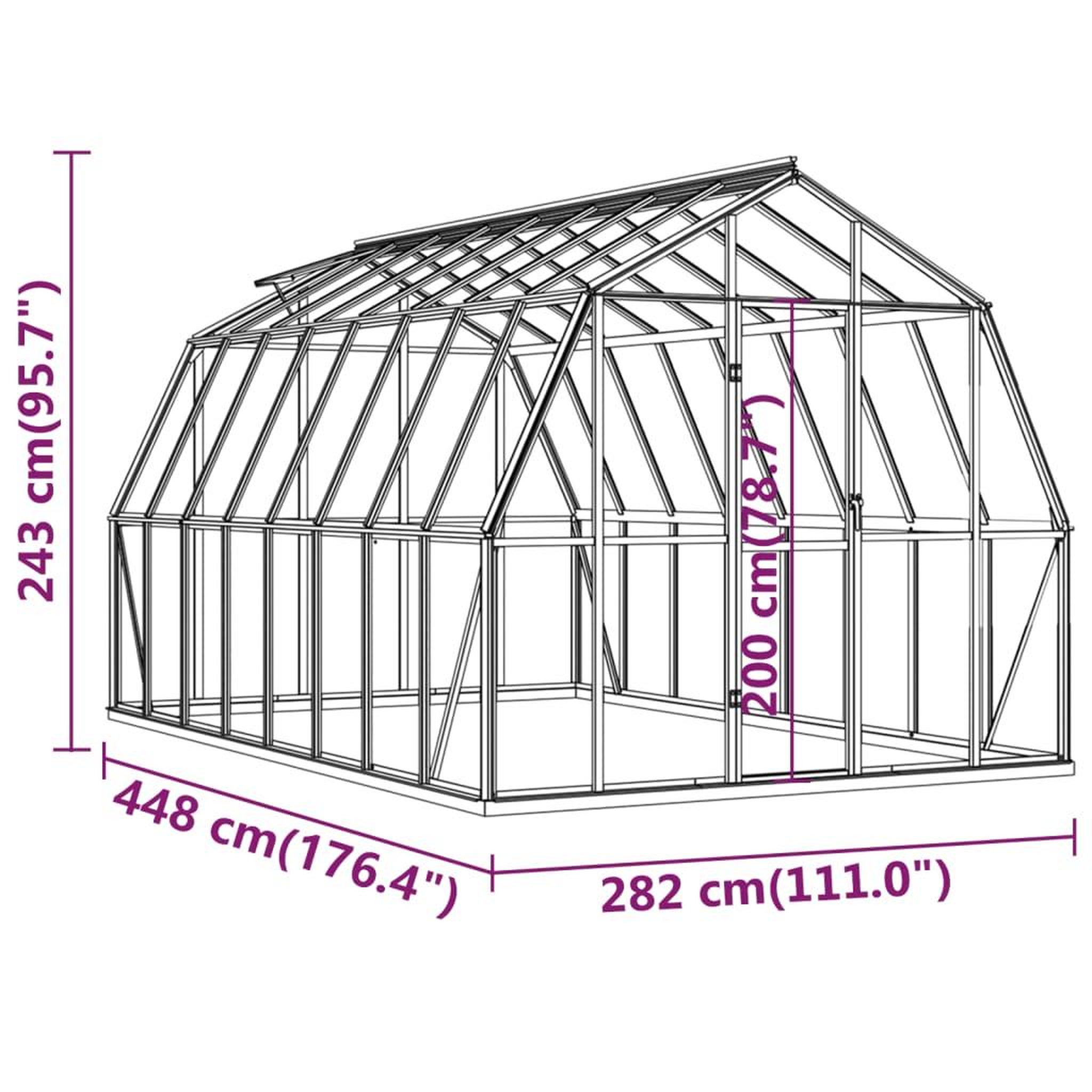 Voir la diapositive 6 : VIDAXL Serre avec cadre de base anthracite 12,63 m^2 Aluminium