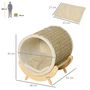 Voir la diapositive 3 : PAWHUT Maison pour chat design - niche chat panier chat - coussin, grattoir sisal jonc de mer naturel inclus - bois flanelle beige