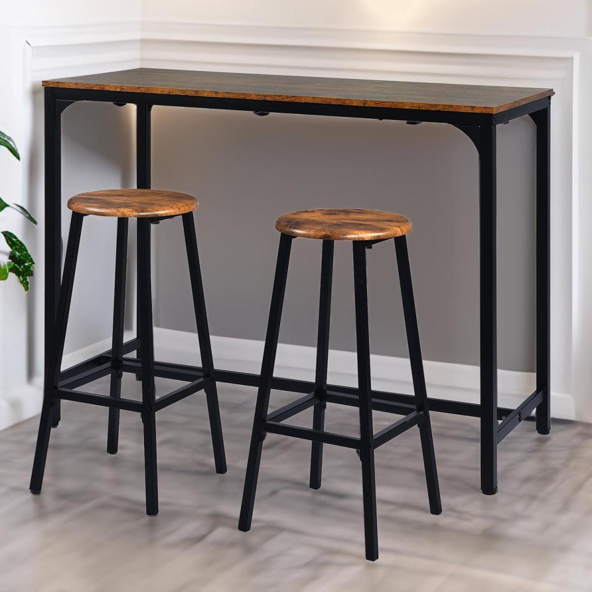 Voir la diapositive 5 : Paris Prix Ensemble table de bar & 2 tabourets  maynard  120cm naturel & noir