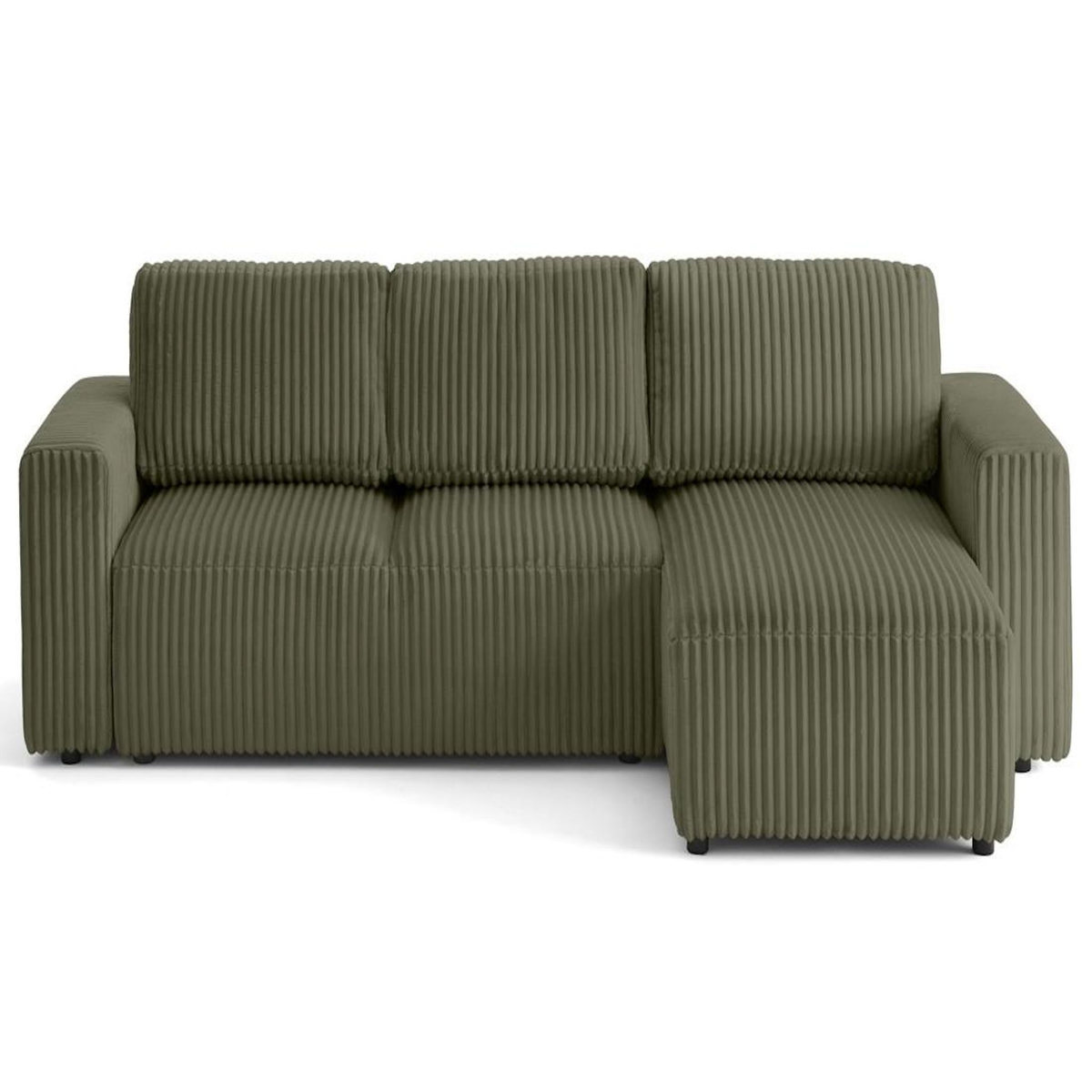 LISA DESIGN Livy - canapé d'angle réversible 4 places convertible avec coffre en velours côtelé grosses côtes
