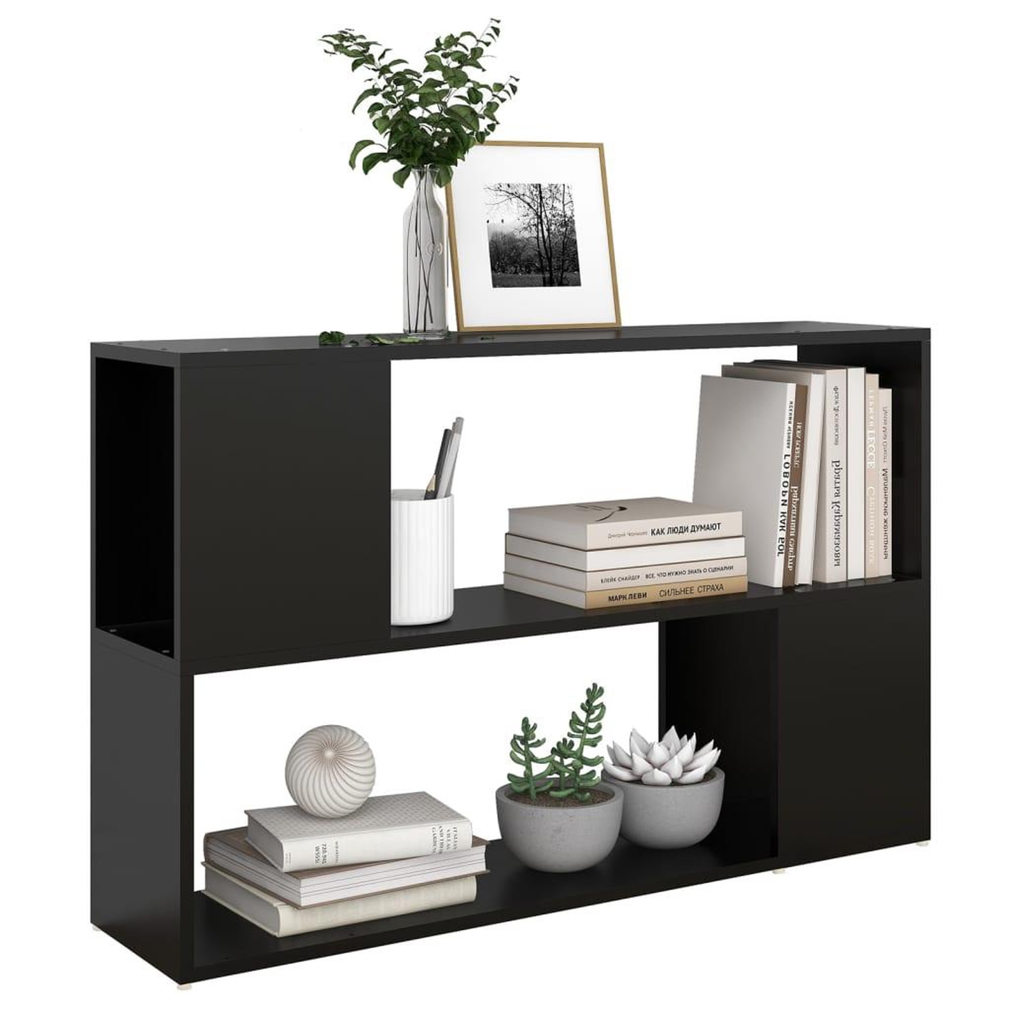 Voir la diapositive 5 : VIDAXL Bibliotheque Noir 100x24x63 cm Bois d'ingenierie