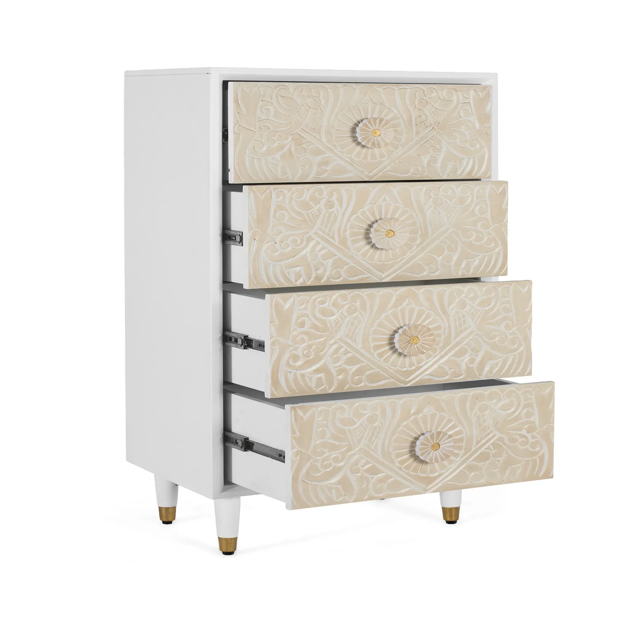 Voir la diapositive 2 : GINER Y COLOMER SL Commode haute en bois de manguier 60 cm style méditerranéen moderne