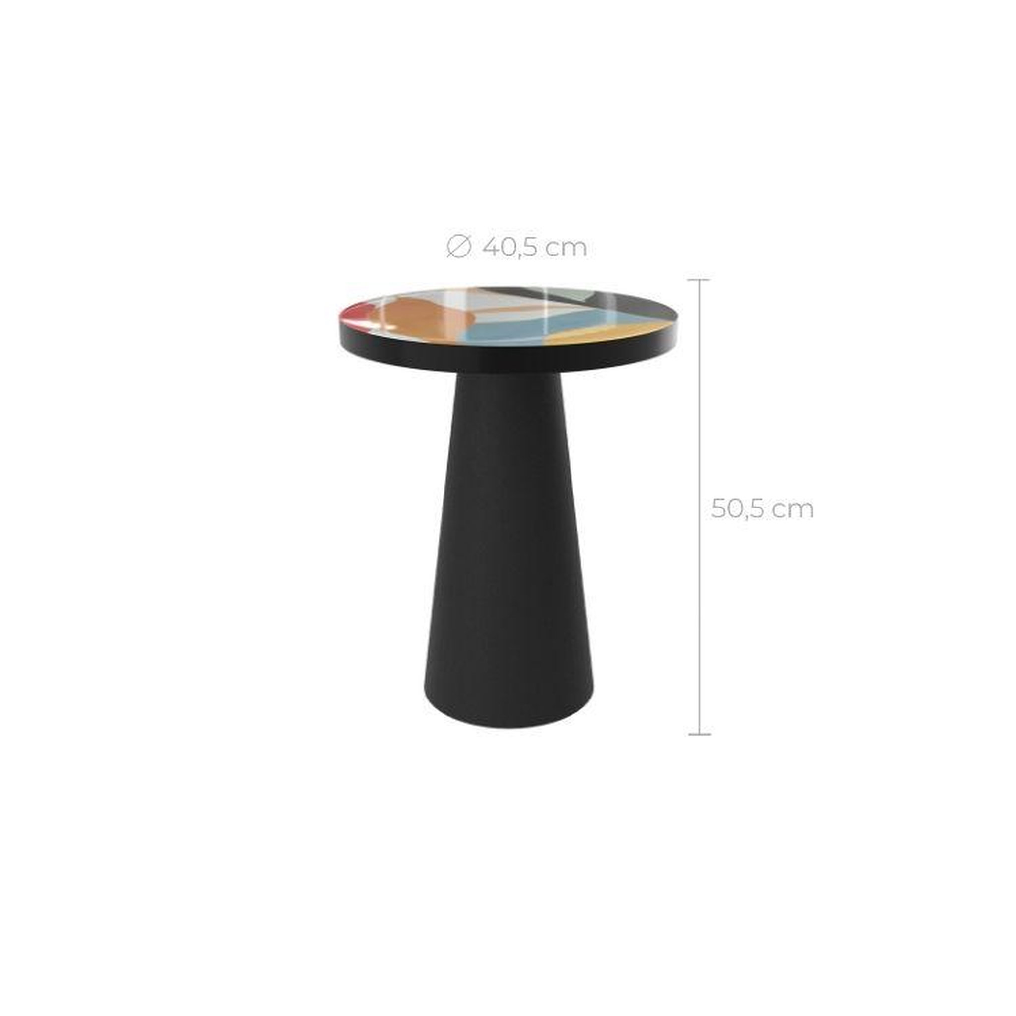 Voir la diapositive 4 : MAISON PAVANE Table d'appoint ronde en métal noir et multicolore d40,5 cm-cheyenne