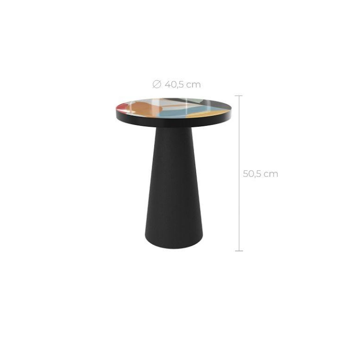 MAISON PAVANE Table d'appoint ronde en métal noir et multicolore D40,5 cm-Cheyenne
