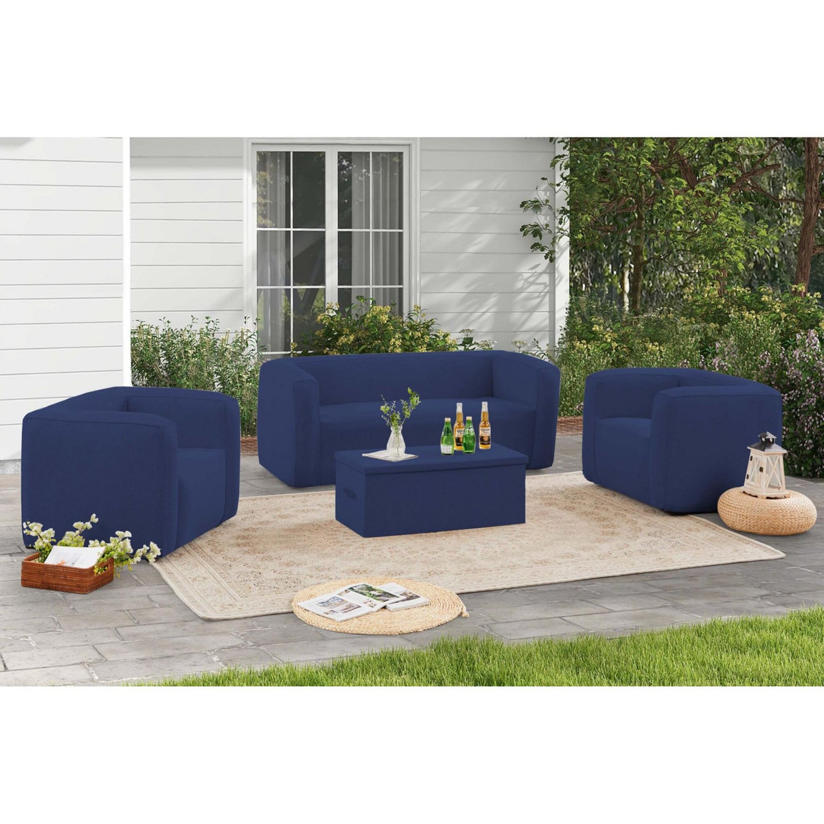 TERRACOTTA Salon gonflable 5 places - Terracotta - Intérieur et extérieur - Bleu