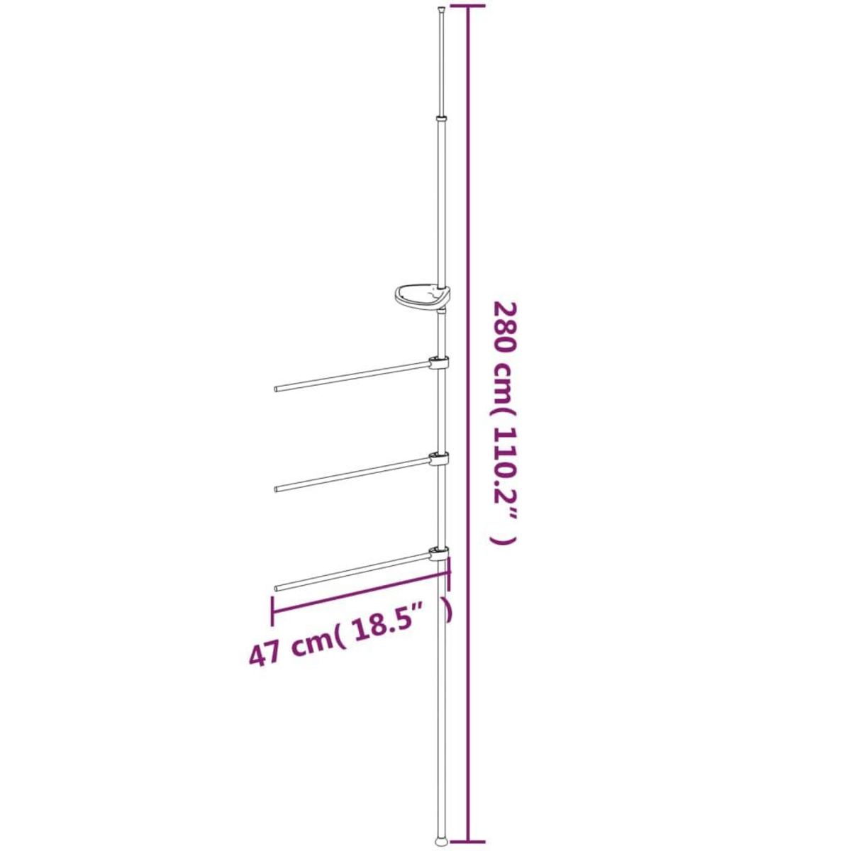 VIDAXL Porte-serviette 47x280 cm aluminium