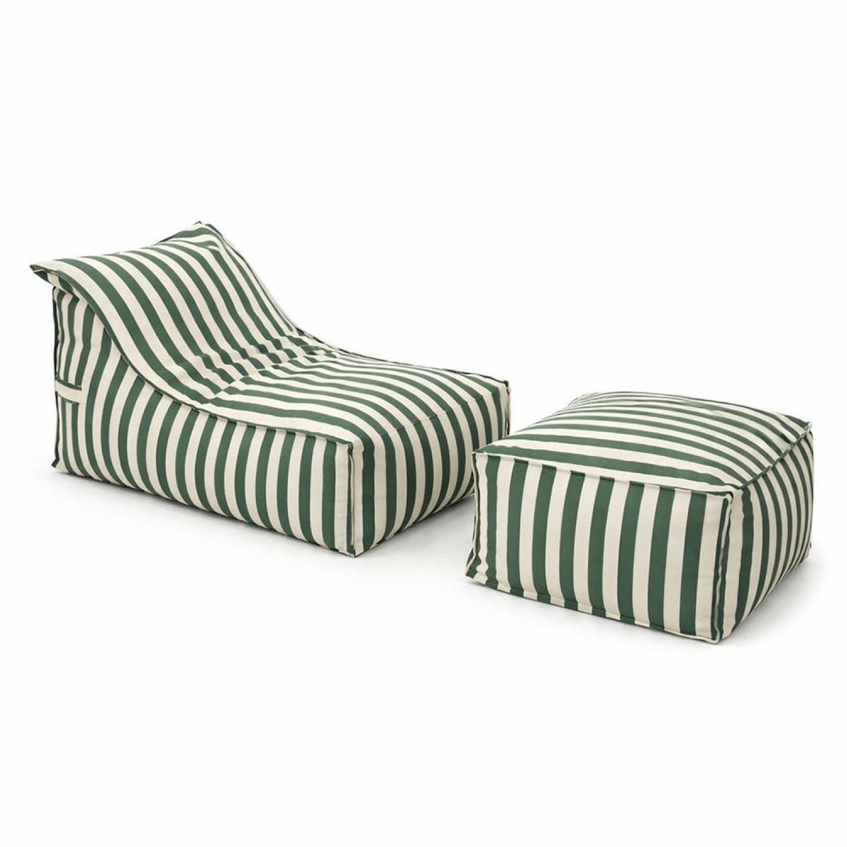 CONCEPT USINE Ensemble de poufs d'extérieur rayés vert déperlant POSITANO