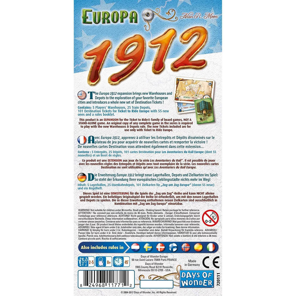 Asmodee Jeu de stratégie Asmodee Extension Europe 1912 Les aventuriers du rail