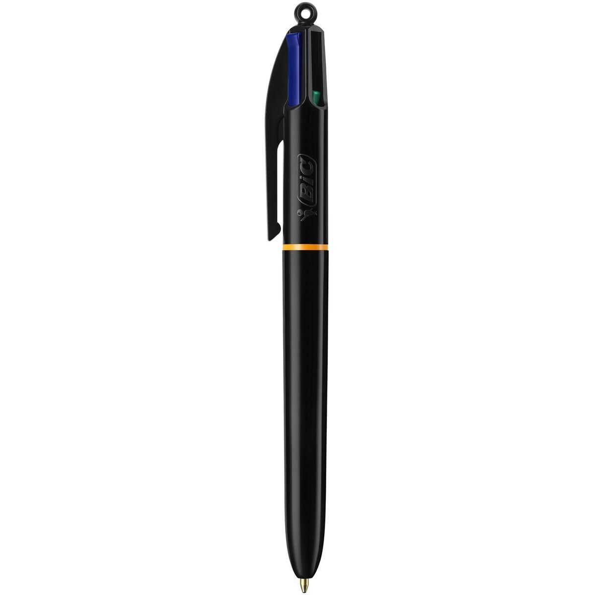 BIC Stylo bille 4 couleurs rétractable pointe moyenne PRO noir