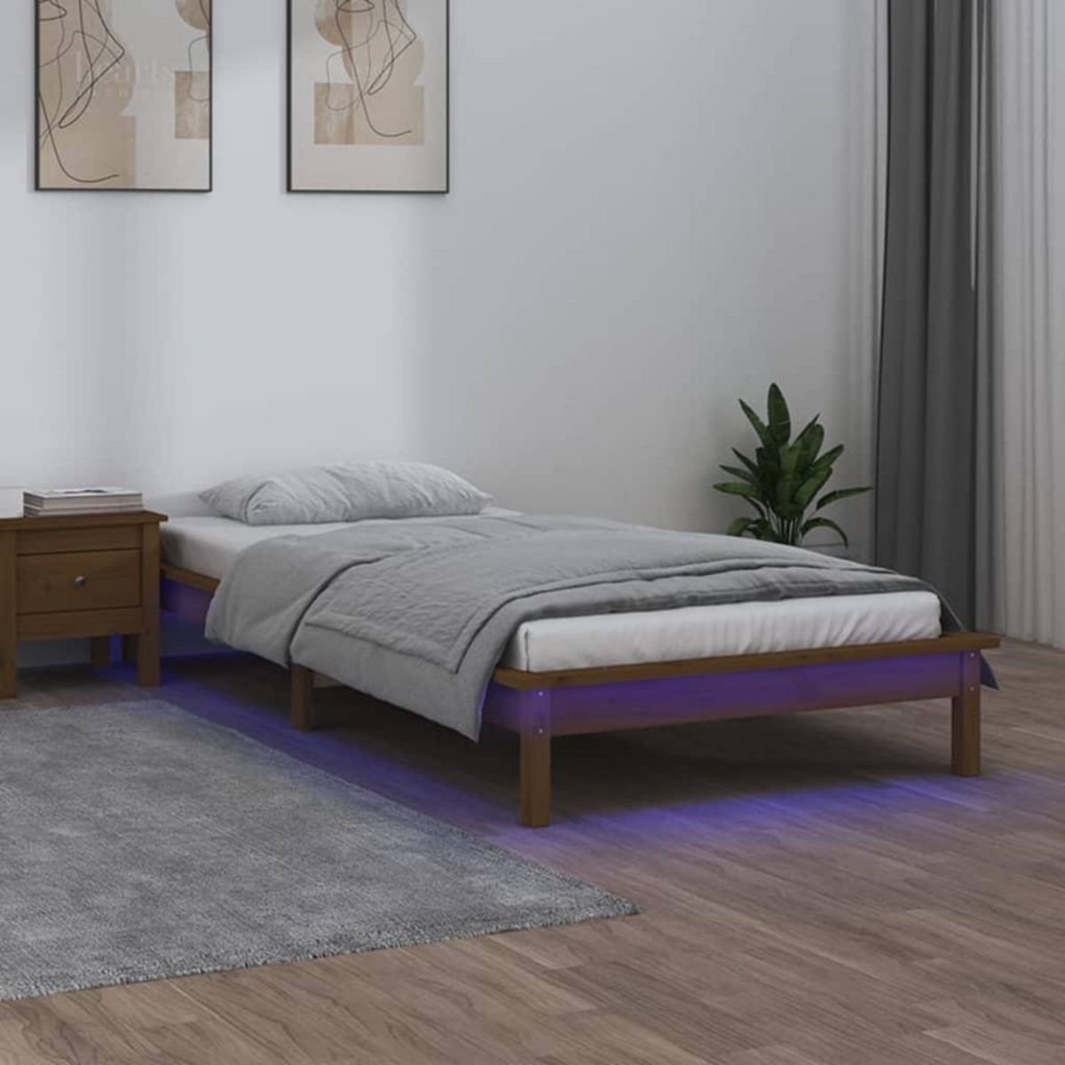 VIDAXL Cadre de lit a LED sans matelas 90x190 cm bois massif