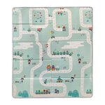 TINEO Maxi tapis d'éveil réversible - TINEO - 150 x 180 cm - Facade animaux / Circuit de voitures