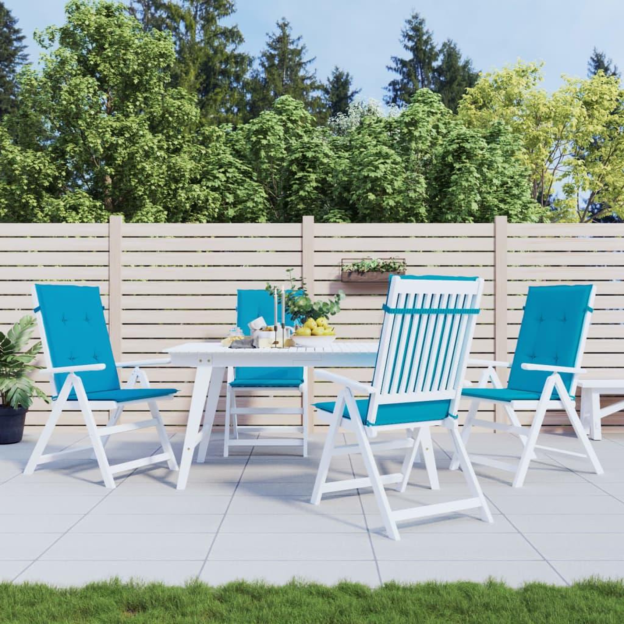 Voir la diapositive 1 : VIDAXL Coussins de chaise de jardin a dossier haut lot de 4 bleu tissu