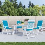 VIDAXL Coussins de chaise de jardin a dossier haut lot de 4 bleu tissu