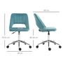 Voir la diapositive 3 : VINSETTO Chaise de bureau design contemporain dossier ergonomique ajouré strié hauteur réglable pivotante 360° piètement chromé velours bleu canard