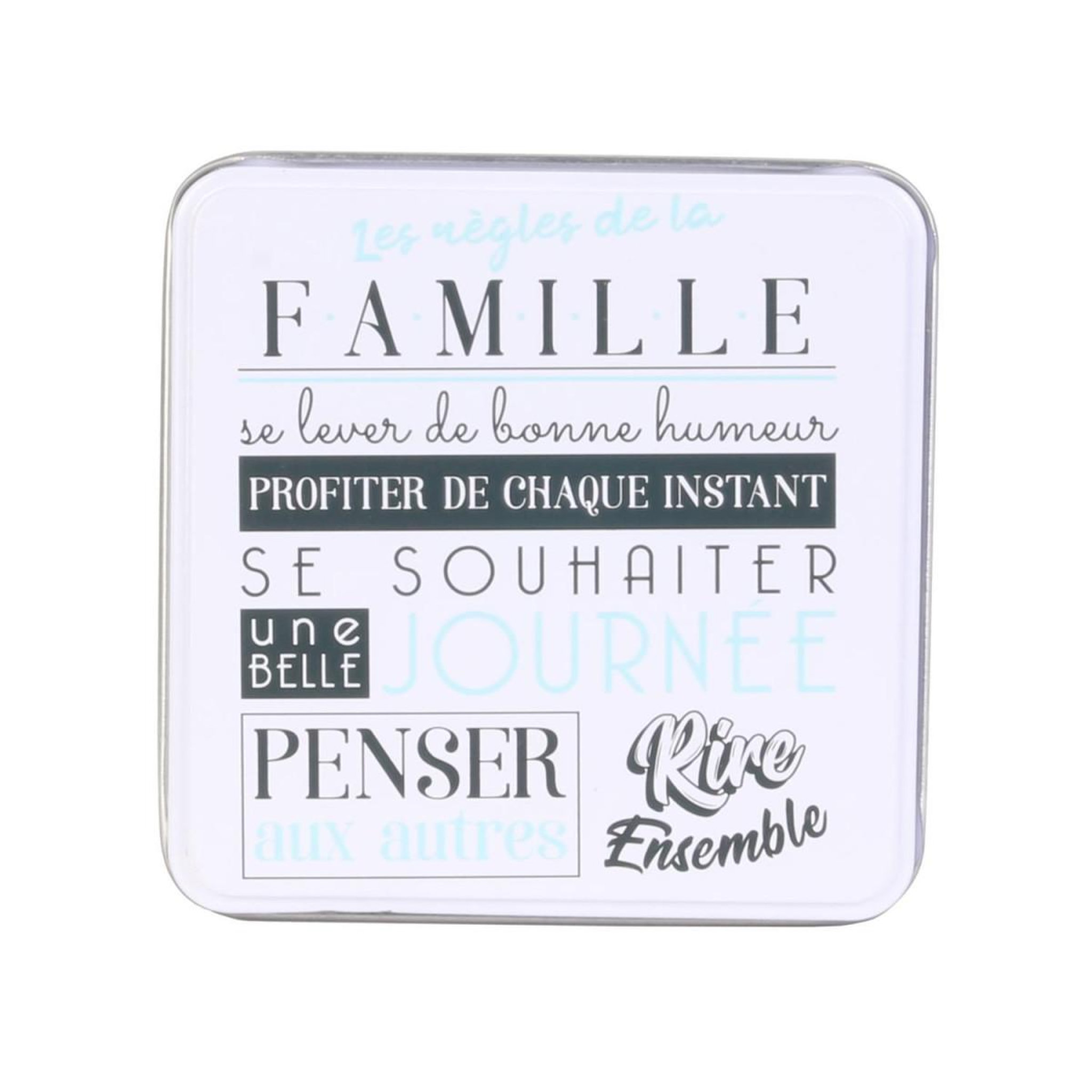 Voir la diapositive 2 : The Home Deco Factory Lot de 4 Dessous de Verre  Family  9cm Bleu & Blanc