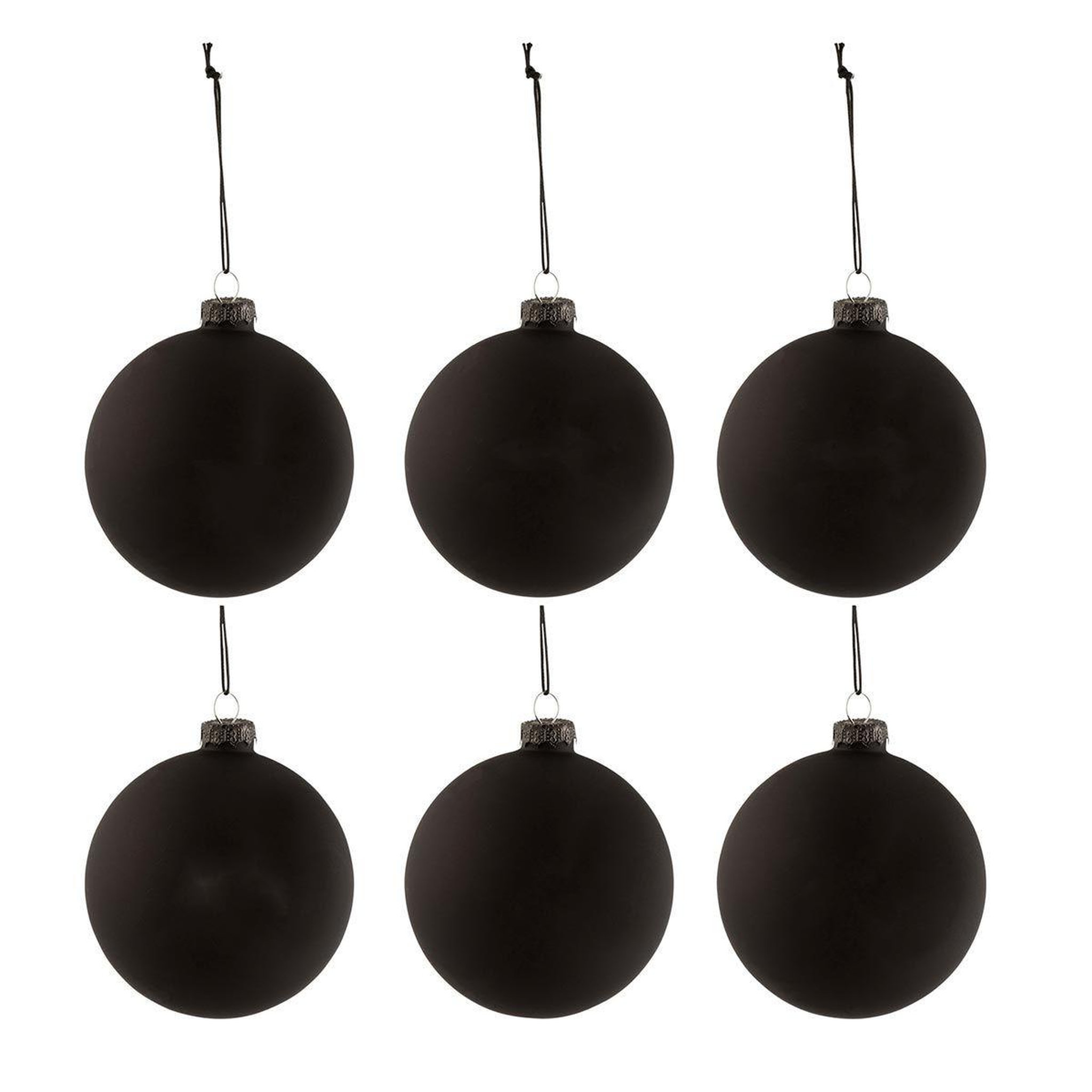 Voir la diapositive 1 : J-LINE Lot de 6 boules de noël  tableau  8cm noir