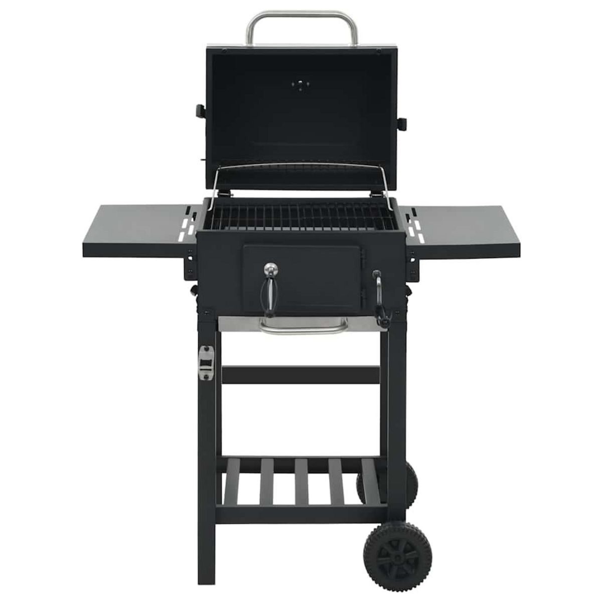 VIDAXL Gril de barbecue au charbon de bois et etagere inferieure Noir