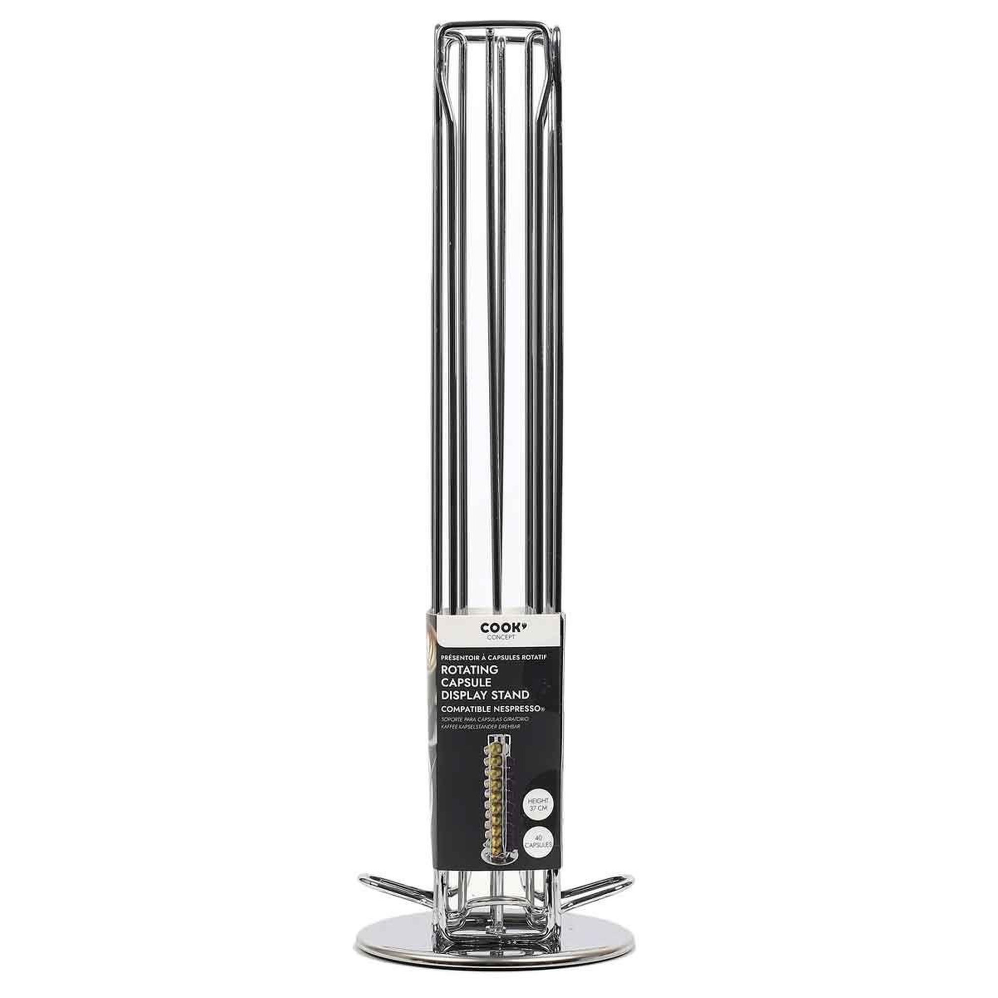 Voir la diapositive 3 : COOK CONCEPT Porte 40 capsules en métal  rotatif  37cm argent
