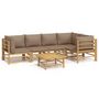 Voir la diapositive 2 : VIDAXL Salon de jardin 6 pcs avec coussins taupe bambou