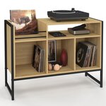 ID MARKET Meuble vinyle, buffet de rangement 100cm DETROIT bois et noir design industriel