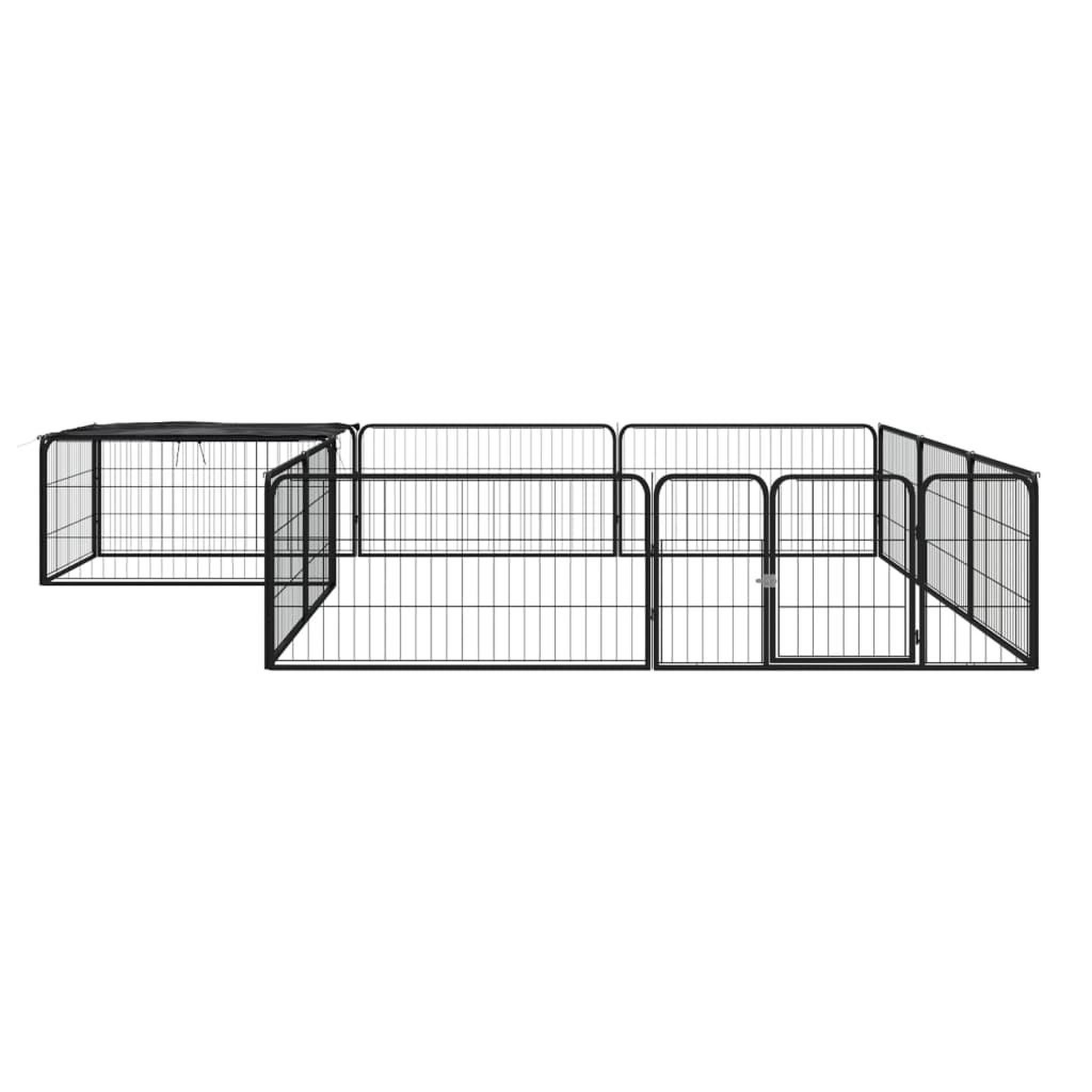 Voir la diapositive 2 : VIDAXL Parc pour chien 12panneaux Noir 100x50cm Acier enduit de poudre