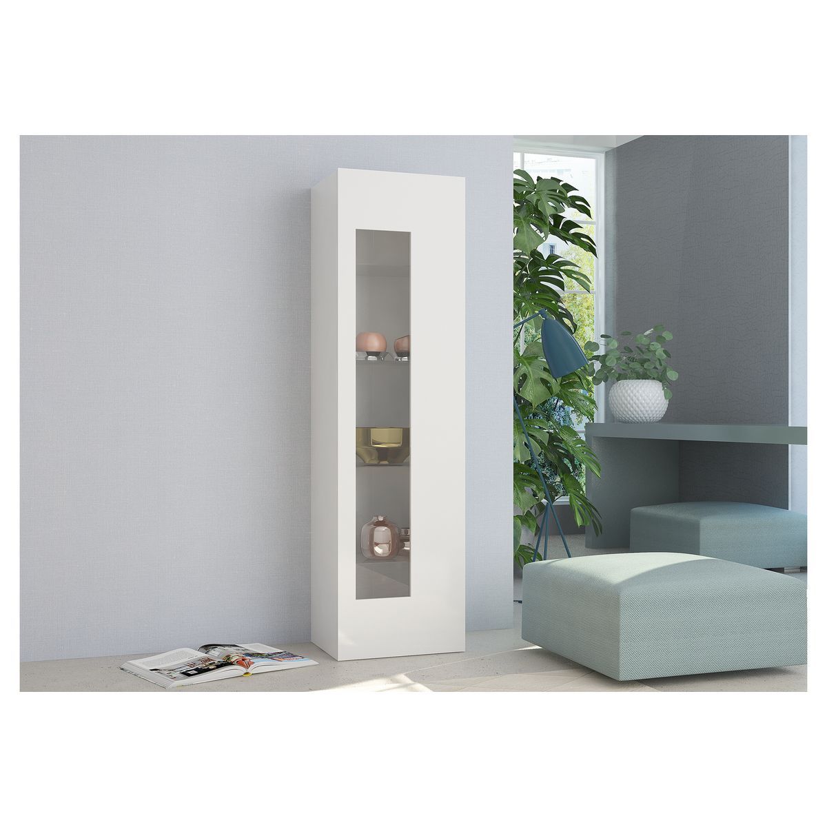 Vitrine 1 porte 4 étagères TECHNO