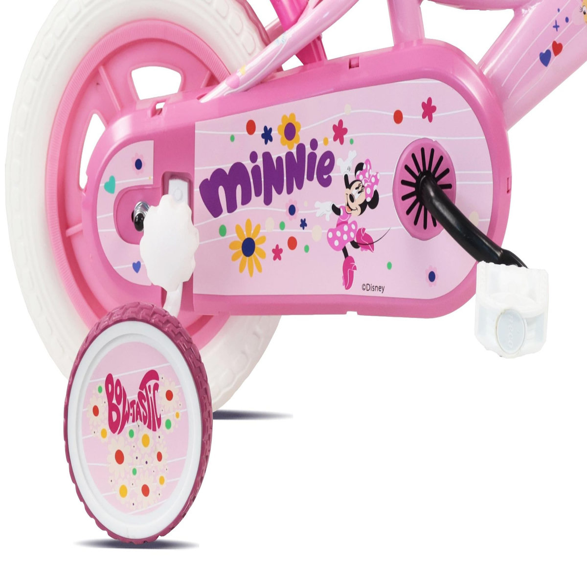 MINNIE Vélo enfant 10'' Minnie / Disney , 2 stabilisateurs amovibles, garde boues et panier avant ! Marque