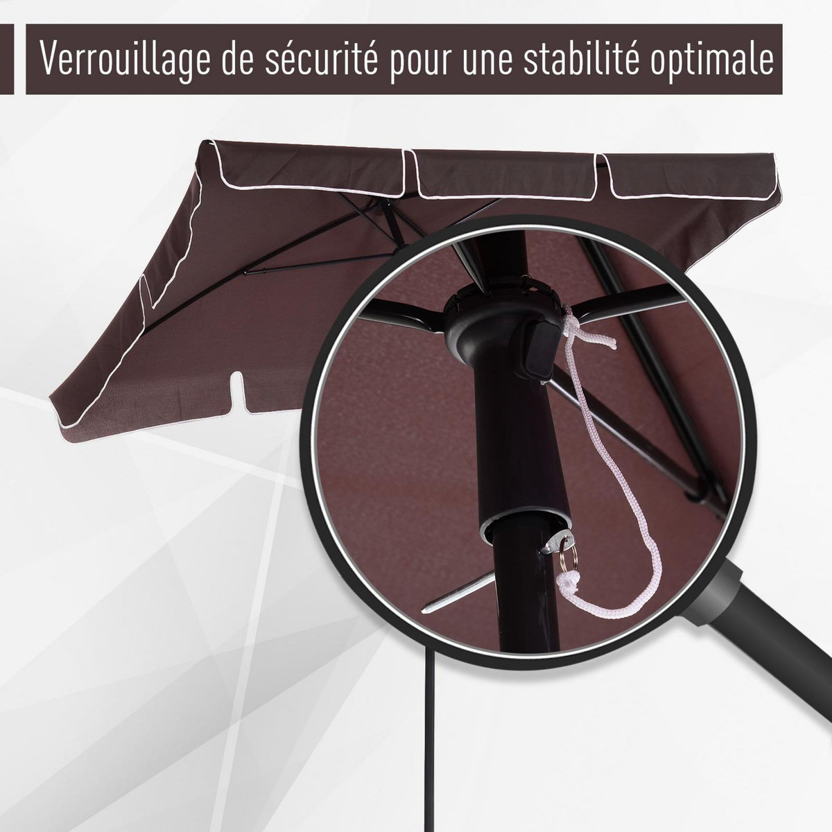 OUTSUNNY Parasol rectangulaire inclinable alu acier polyester haute densité diamètre 2 m chocolat