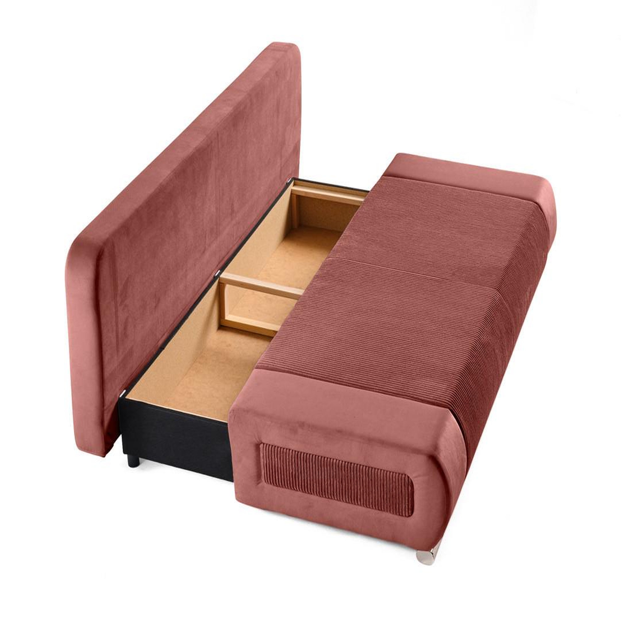 Voir la diapositive 2 : BEST MOBILIER Elio - canapé 3 places convertible - avec coffre - en velours et velours côtelé