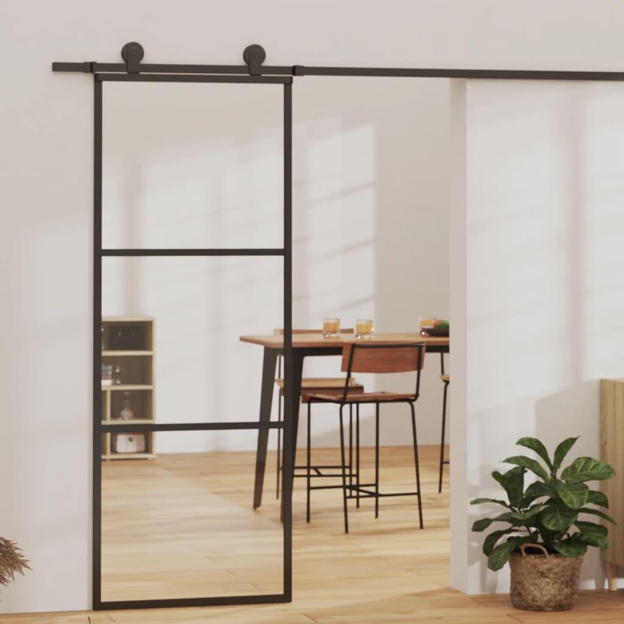 VIDAXL Porte coulissante et quincaillerie ESG Verre/Aluminium 76x205cm