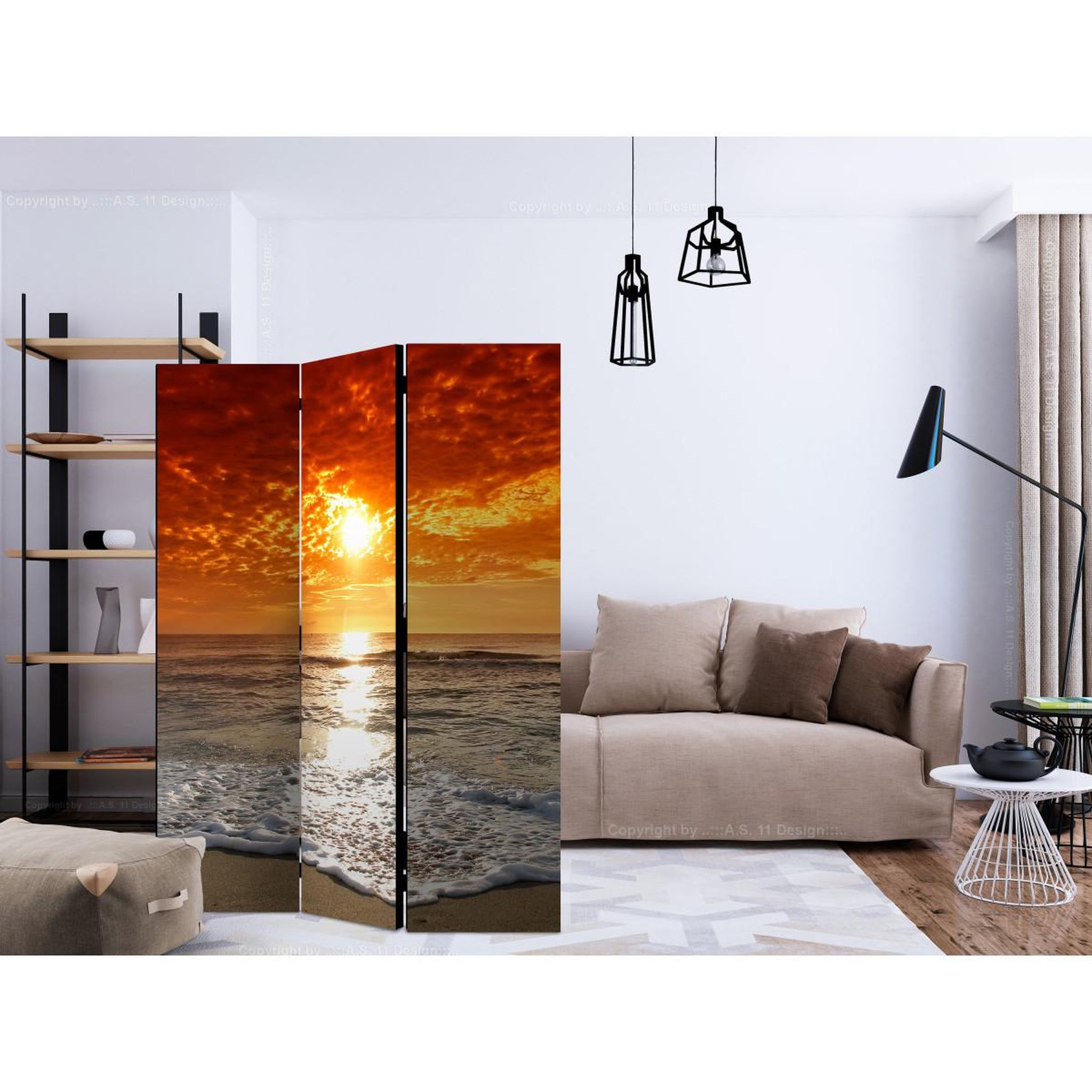 Voir la diapositive 2 : Paris Prix Paravent 3 volets  marvelous sunset  135x172cm