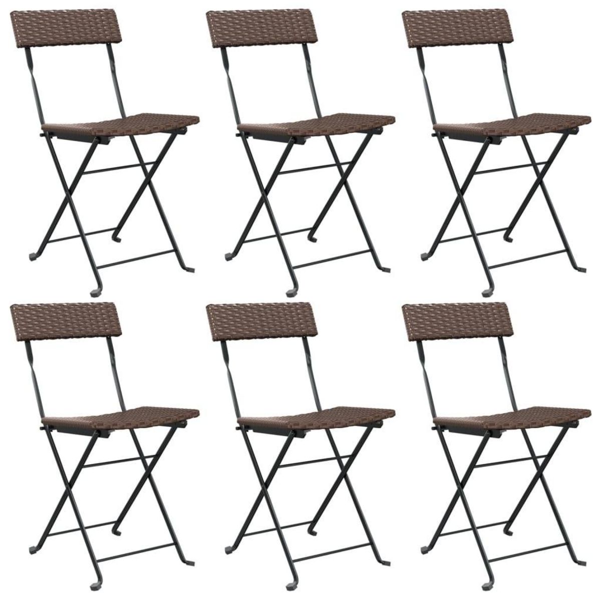 VIDAXL Chaises de bistrot pliantes lot de 6 Resine tressee et acier