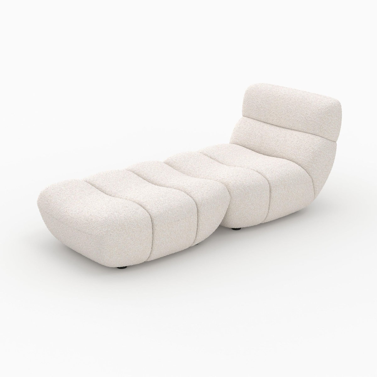 Rendez vous déco Ensemble fauteuil et pouf en tissu bouclé blanc-Teddy