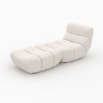 Rendez vous déco Ensemble fauteuil et pouf en tissu bouclé blanc-Teddy